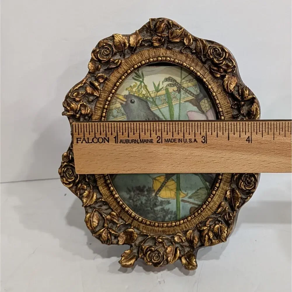 Vintage Ornate Gold Frame Adrienne Segur Bird Art Print Cottagecore Whimsy Fairy